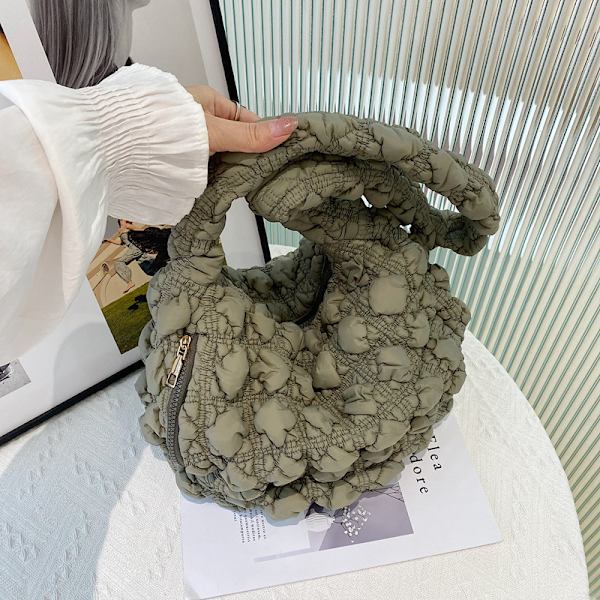 Modebubbla Blom Tote Bag Grön Matcha Moln Cylinder Väska