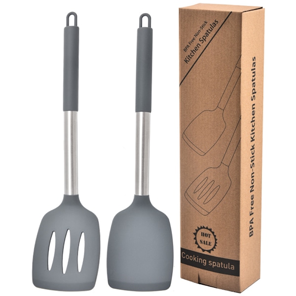 Silikone køkkenredskaber til stegning af fisk, æg, spatel, non-stick køkkenredskaber, husholdnings silikone køkkenartikler_xrzi grey standard