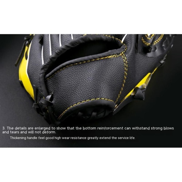 gul svart Baseball Catcher hansker Baseball votter og ball venstrehånds PU-skinn 11,5'' Catching Gloves Sports Batting Gloves fo