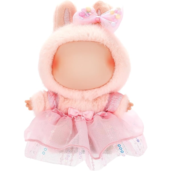 /RYI/Labubu 17 cm Söt Docka i Prinsessstil med Babykläder Ersättningsset Tecknade Tillbehör Pink