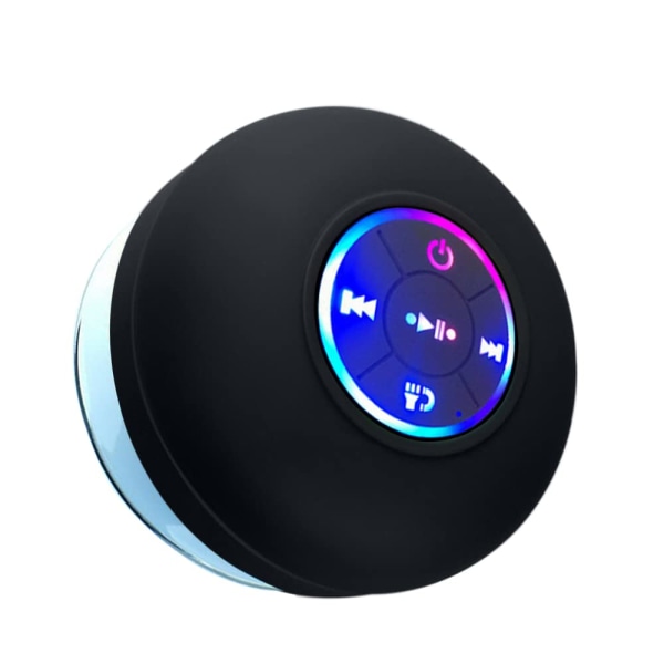 Opgraderet LED-lys Mini Bluetooth-højttaler, Bærbar Udendørs Brusebadshøjttaler, Indbygget Mikrofon, Sort
