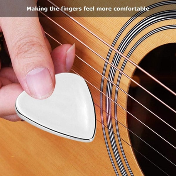 Silver - 5 högkvalitativa metallgitarr plektrum tillbehör för akustisk, bas eller elgitarr.
