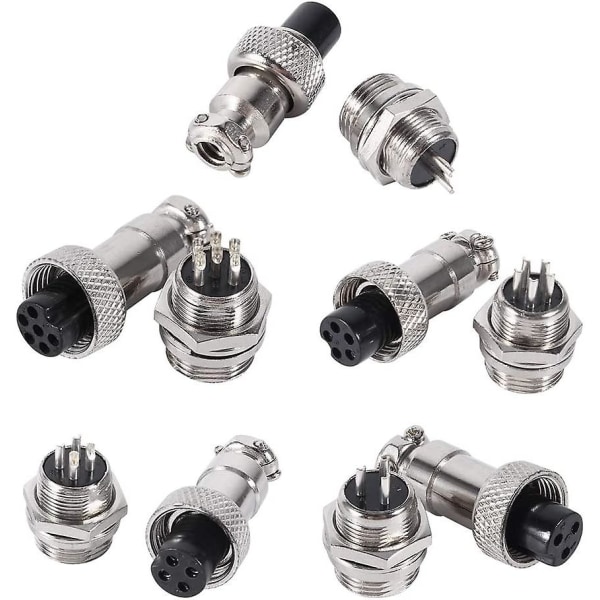 Aviation Plug Connector, Female Metal Aviation Wire Connectors 4 Pin Male Female Panel Metal Wire Connector Aviation Socket(1set, Silver)