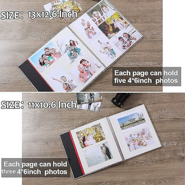 Stort Fotoalbum Selvklæbende Til Billeder Magnetisk Scrapbog Album DIY 40 Blanke Sider Sort Black