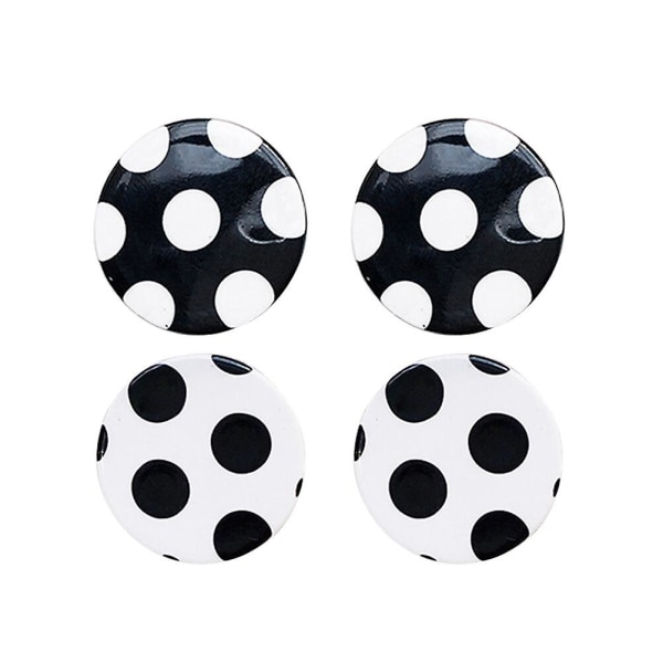 2 Pairs Geometric Earrings Fashion Black And White Polka Dot Earrings Simple Earbobs Round Circle Je