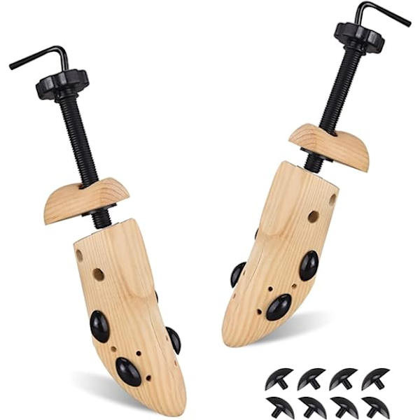 Skostretch för Män och Kvinnor, Uppgraderad Träskostretch, Ett Par Professionella 4-Vägs Justerbara Skostretch med Längd och Bredd