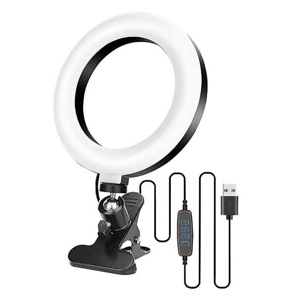 6 .3 LED Ringlampe Dimbar Ringlys Selveportrett Skytelys Ringlampe Stativ Hvit 16x16cm White 16x16cm
