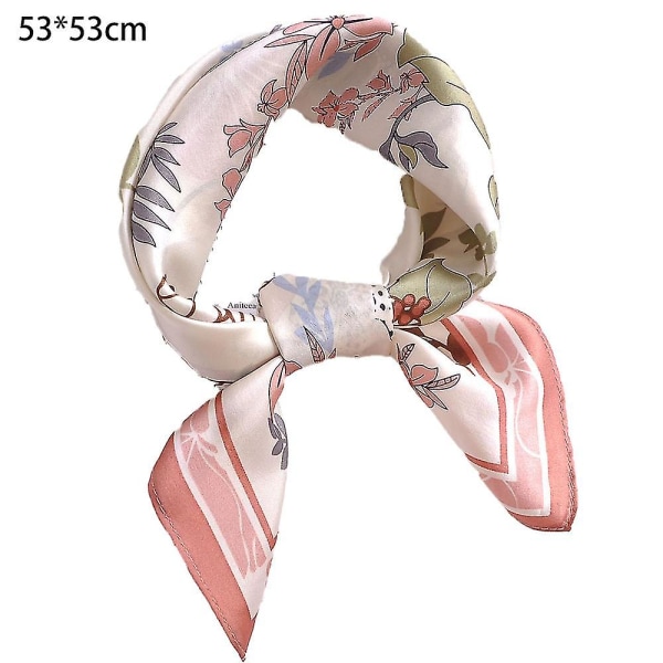 Silk Feel Skjerf Medium Size Square Satin Scarf For Ladies Small floral rosa small floral pink
