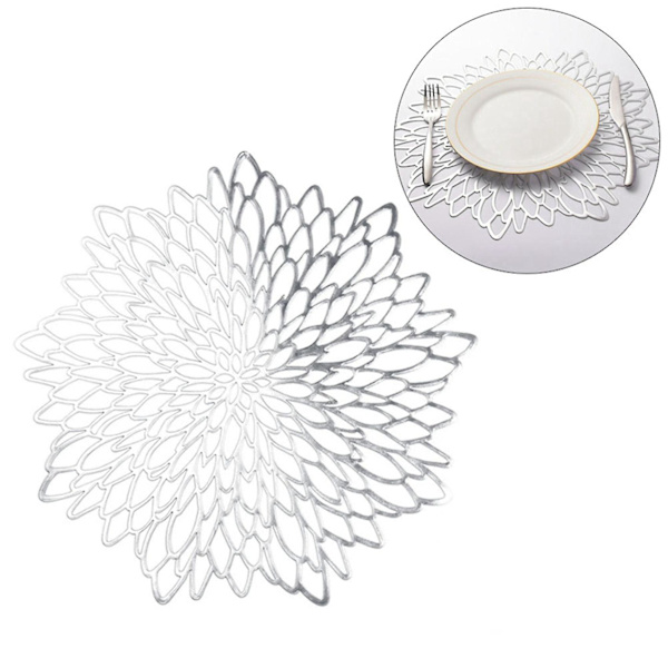 12 stk. PVC Bordskåner Kompatibel med Spisebord Hul Pad Coaster Pads Bordskåner Guld