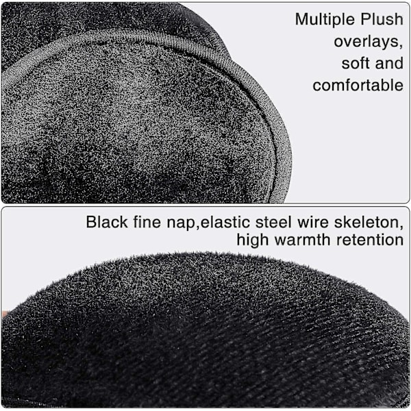 2 Pakkaa Korvanlämmittimiä Fleece-Korvasuojia Talvivarusteet Miehille ja Naisille Musta Black