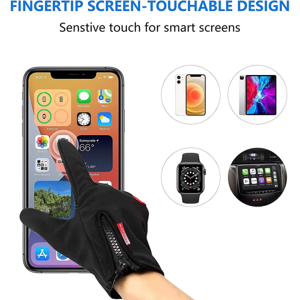 Touchscreen Handsker, Vinterforing Handsker Til Mænd Kvinder, Cykelhandsker Løbehandsker Vindtætte Vandafvisende Skridsikre Ideelle Til Cykling Træning Sport