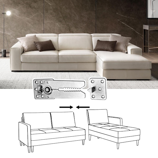 Sofa-sammenkoblinger, sofaforbindelser til sektioner, sofa-stikbeslag, egnet (sofa-alligatorclips 2 par)