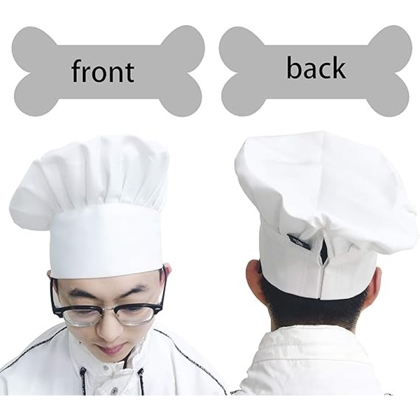 2-pack (Vit, Höjd: Ca 22cm, Hattens Omkrets 58-63cm) Unisex Polycotton Kockhatt med Justerbar Elastisk Band