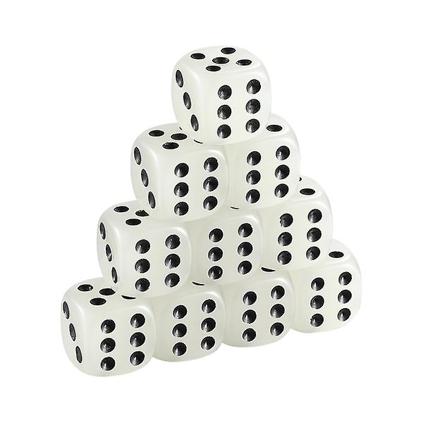 10pcs Acrylic Dices 6 Sided Dices Party Table Game Dices Luminous D6 Dices Game Dice Props (16mm)