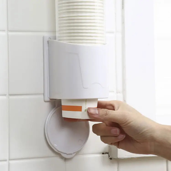 Kopdispenser Væghængt Plastik Vanddispenser Engangs Kopholder Stativ, Lim eller Skrue Plade Montering til Papir