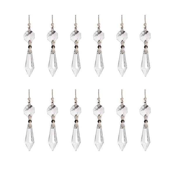 20 stk. Guldtrim Lampe Prismer Hængende Loftlampe Prisma Julelys Krystal Perle Lampe Dekoration 7,4 * 1,6 cm 7.4*1.6cm