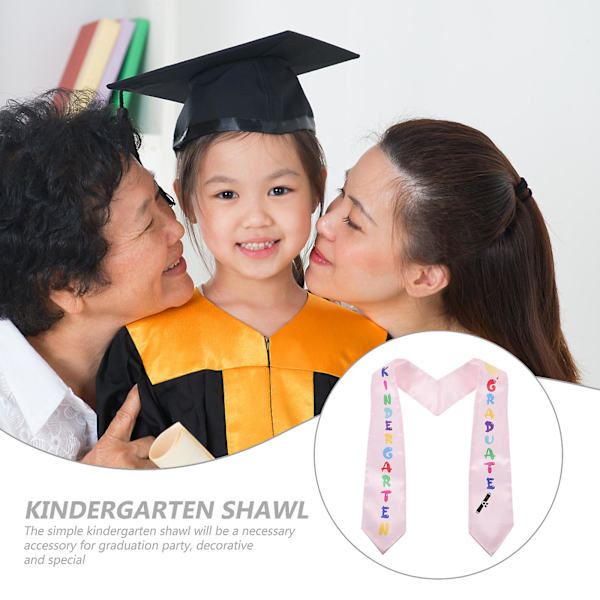 Høytidelig Graduerings-Sjal for Småbarn, Dekorativt Sjal for Barnehage-Graduering, Rosa 130x9.5cm Pink 130x9.5cm