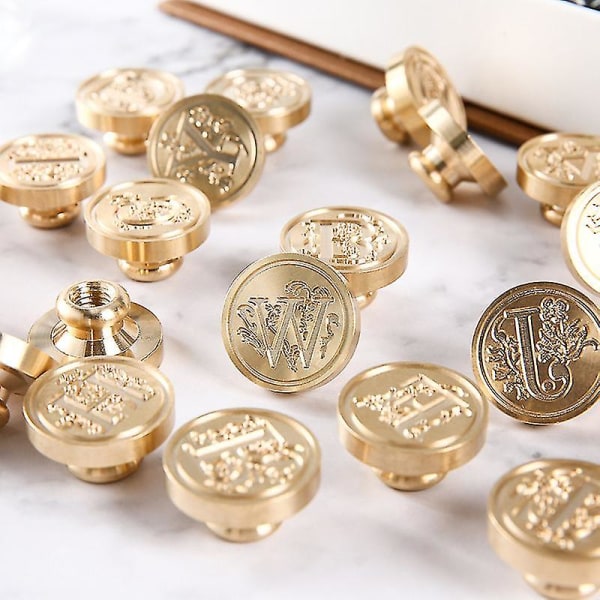 Elite Brass Retro Alphabet Initials Voksforseglingsstempel 26 Bokstaver A-z Voksforseglingsstempel For Postdekorasjon DIY Kortlaging L