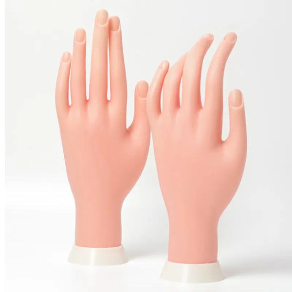 Øv hånd for akrylnegler（2stk）, fleksibel neglehånd Øvelse på negletrening Falske håndnegler Øv mannekenghender Manikyrhåndtrening med N