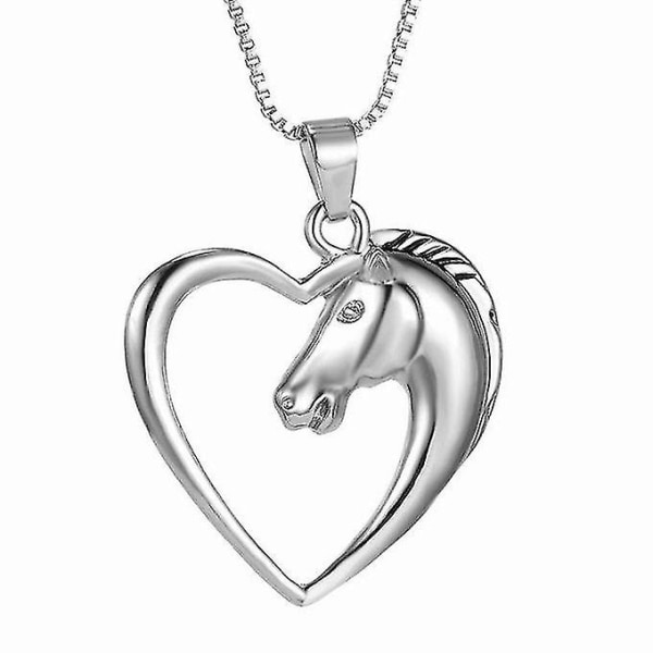 Hvid hest i halskæde hjertevedhæng til kvinder gaver
