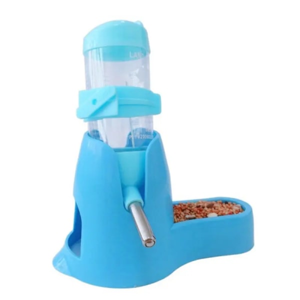 Hamster Water Bottle with Food Container Base Hut No Drip Drinking Dispenser for Dwarf Hamster Rats Mouse Gerbil Mice（Blue 80ML）