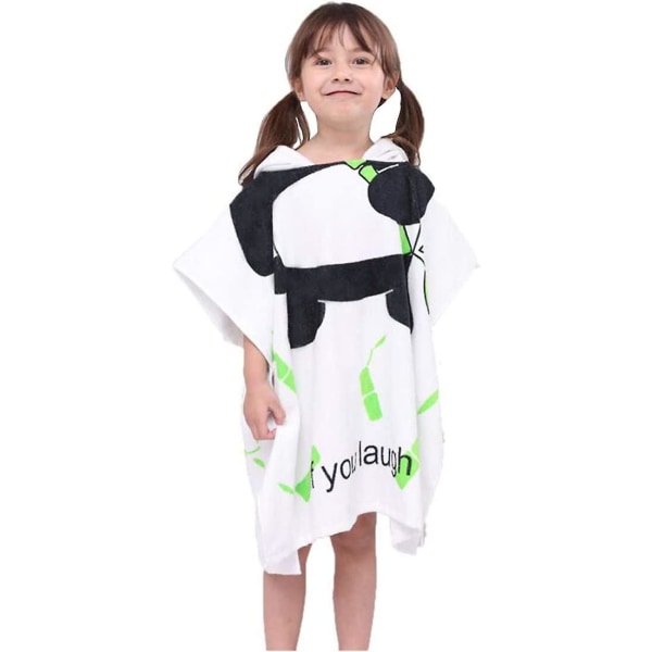Barnehettehåndkle i bomull, hetteponcho til bad/strand, Panda