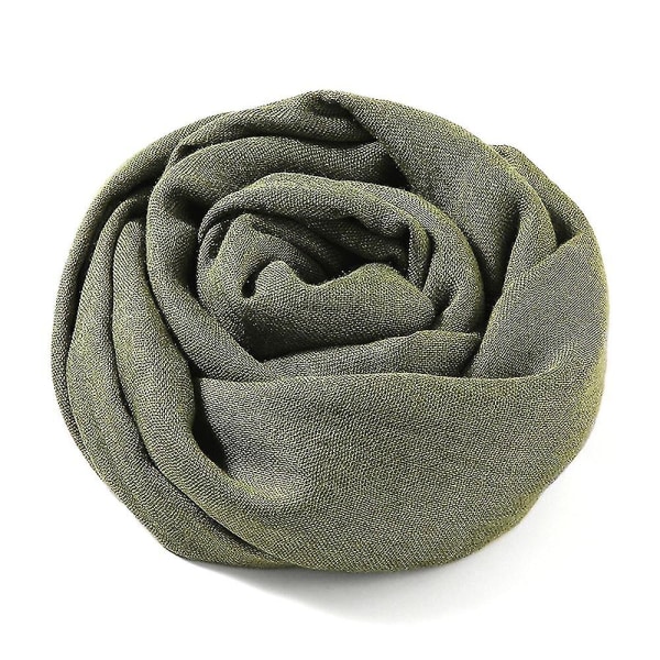 Bomuld Linned Sjal Bredt Linned Wrap Kappe Almindeligt Sjal Hærgrøn Army green