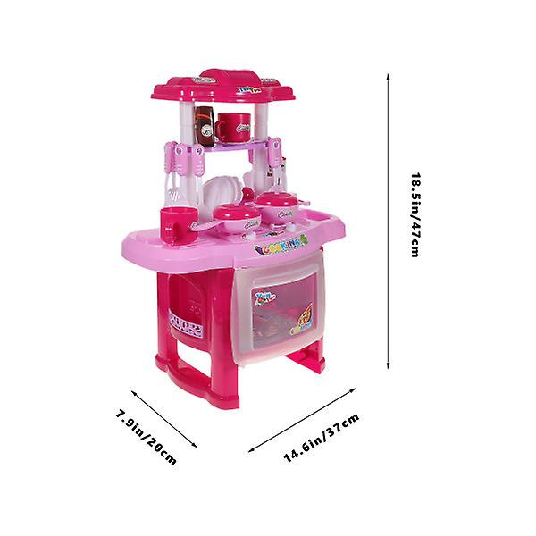 Barnens Matlagningsspelkök med Ljusmusik Träkök Spis Lekset Tillbehör För Småbarn (rosa)Rosa Pink