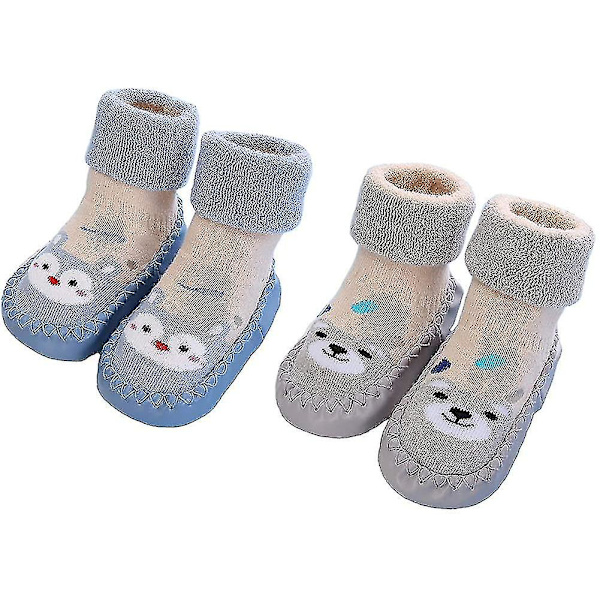 2 Paria Liukueste Baby Sukkia Talvi Lämpimät Tossut Tytöt Pojat Syntymä 18-24 Kuukautta
