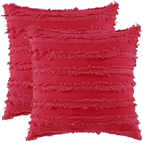 Set med 2 Kuddfodral Bomullsdekoration Kuddfodral med Linnekudde för Soffa Sovrum Vardagsrum Bil 50x50 Cm Svart