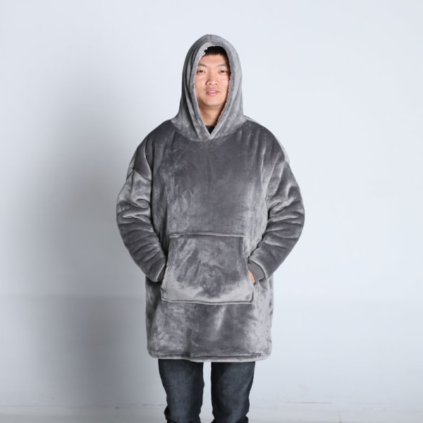 Unisex fleece hættetrøje i overstørrelse Ultra blødt hættetæppe Super blødt og varmt til kvinder mænd 80*120 cm (grå)