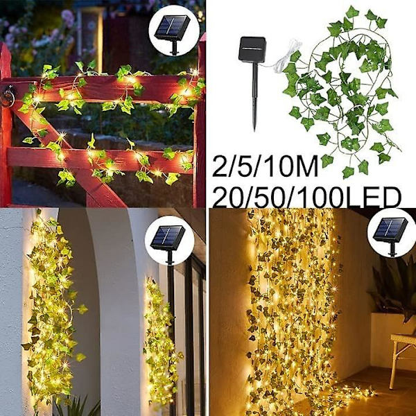 Konstgjorda Murgröna Solcellsstränglampor, Hängande Vinranka Girlang, Led-Stränglampor, Lönnlöv Girlang För Fest, Bröllop, Trädgård