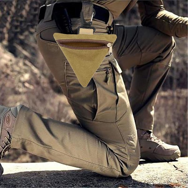 Foraging Bag, Portable Triangular Canvas Pouch, Easy To Store And Carry, With Buckle And Zipper, For Outdoor Enthusiasts (2pcs, Khaki + Army Green)