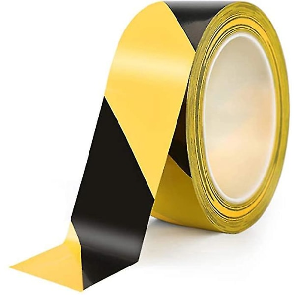 Pvc advarselstape sort og gul 33 m støvfri værkstedsklistermærker Landmark Tape Slidfast Zebra Scribing Gulvtape