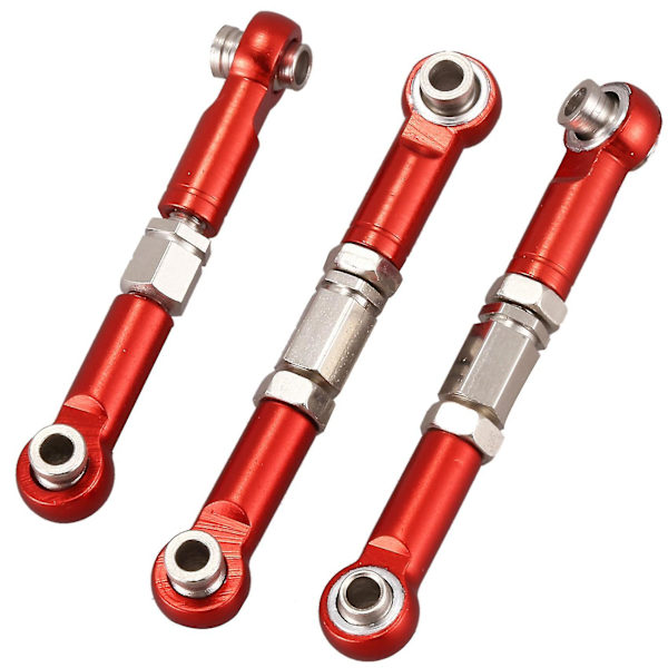 3x Kompatibel med 144001 1/14 RC Bil Reservdelar Metallkoppling Dragstång Styrstångssats, röd