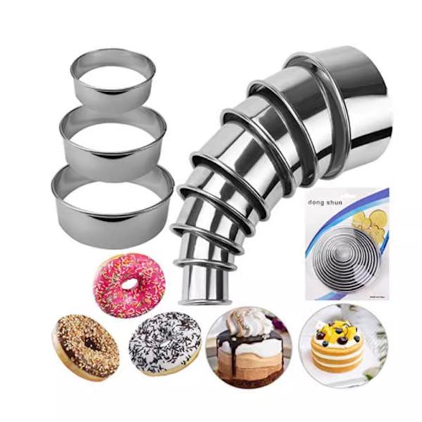 Runda Kakdegsskärare Set 11 Cirkel Bakverk Donut Doughnut Skärare Set Runda Kakskärare Cirkel Bakning Metall Ringformar
