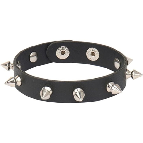 Armbånd Sort Læder Nitter Punk Armbånd Manschet Wrap Bangle Snap Knap Metal Armbånd til Mænd Kvinder