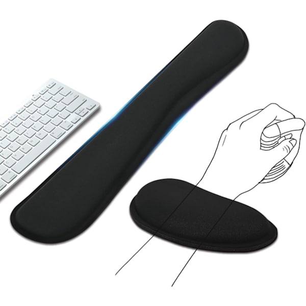 Håndledsstøtte til Tastatur og Mus - Til Støtte af Håndleddet på Computer, Laptop, Kontor, Spil