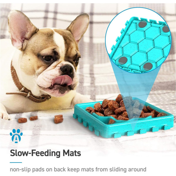 4 stk. Any Pet - Langsom Fodermåtte, Bakke, Langsom Foderhundeskåle, Fodermåtte til Hund, Hund slikkepude Angstlindrende Fodermåtte med Sug