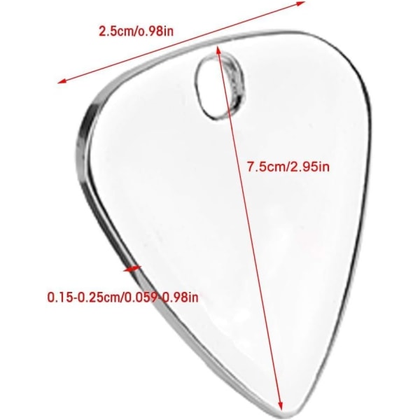 Silver - 5 högkvalitativa metallgitarr plektrum tillbehör för akustisk, bas eller elgitarr.