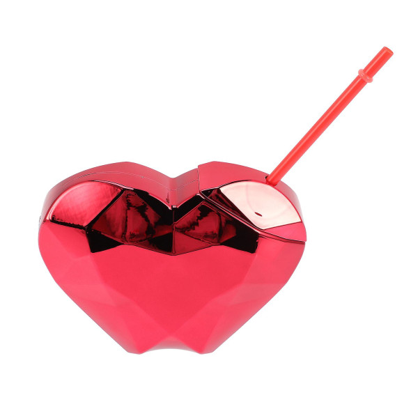 Kreativa vattenkoppar Hjärtformad drickskopp med sugrör för alla hjärtans Hawaiian Party 700mlRöd16,7x13,5cm Red 16.7x13.5cm