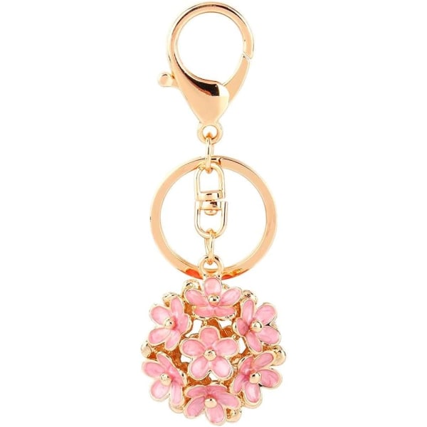 Söt strass blomma nyckelring med rosa kristall charm hänge nyckelring Färgglad blomma handväska för väska handväska Bil present fem färger dekoration