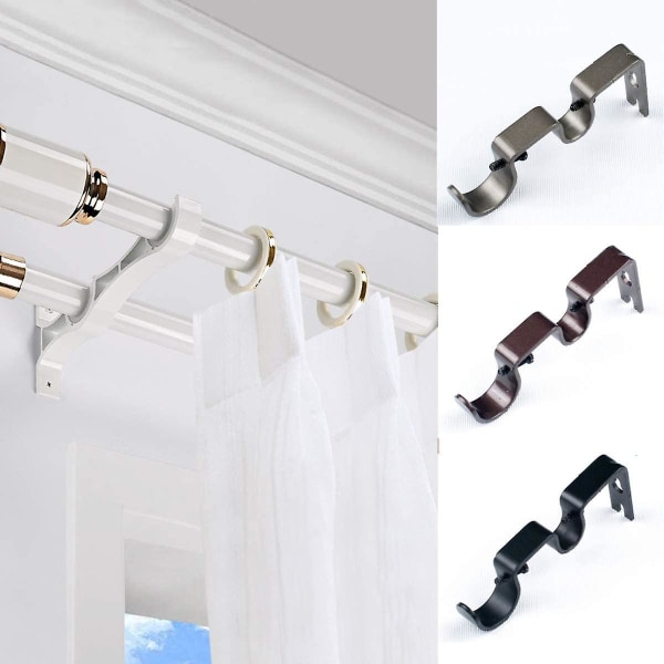 Tunge Gardinstangbraketter Dobbel Stangbrakett 1\" & 5/8\" Stang, Ikke Justerbar, Sett Med 3.