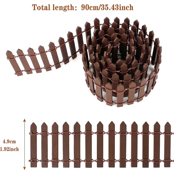 3 stk Mini Miniature Havehegn Træhegn, 90 X 5 Cm Fehavehegn Mikro Landskabsindretning Til Mikrolandskab Dukkehjem, Brun