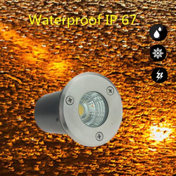 6 Pak 3W Varmt Hvid LED Jordspots IP67 Vandtæt til Udendørsbelysning, Terrasse, Indkørsel, Dæk, Trin, Sti