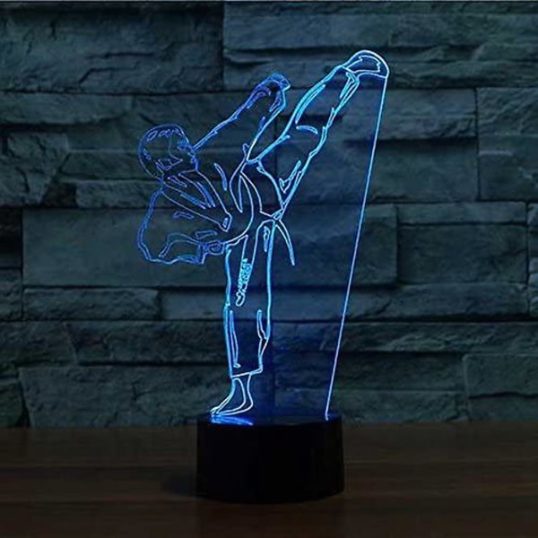 3D Karate LED-lampor Art Deco-lampa Färgväxlande LED-lampor, Dekoration Heminredning Bästa presenten till barn, Touch-kontrolllampa 7 färger som ändras