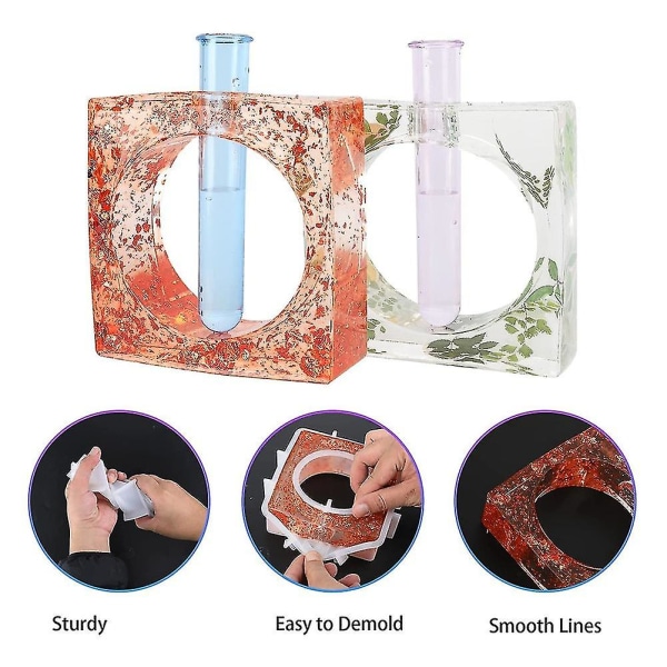 2 st Vas Resinform med Provrör, Resinform Kompatibel med Växtförökningsstation, Resin Gjutform F