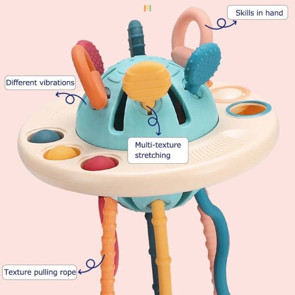 Montessori Lelut Vauvat Sensoriset lelut Ruokalaatuinen silikoni UFO Varhaiskasvatus Hienomotoriikka Pureskelu Veto Monitoiminen