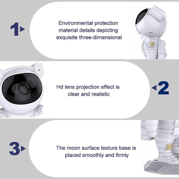 Justerbar LED Astronaut Projeksjonslampe med Fjernkontroll og Timerfunksjon Stjernehimmel Atmosfærisk Lys Hjemmedekor Galaxy Stjernelys Projektor