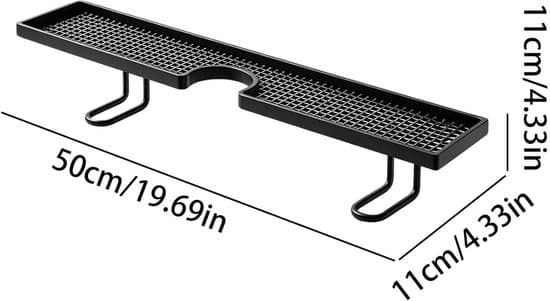 Badeværelseshylde over vask 50 cm med drænhuller, borefri vandhaneopbevaringsstativ, pladsbesparende organizer til badeværelse og køkkenvask, sort